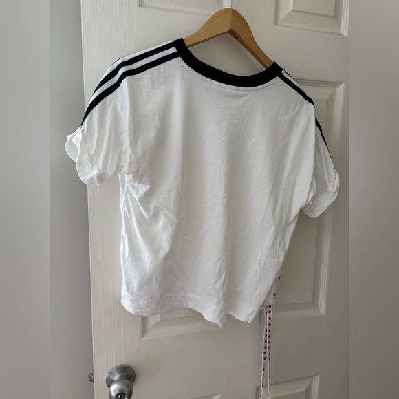 Adidas hearts embroidered t-shirt cuff sleeve cinch side size XL - Picture 5 of 10